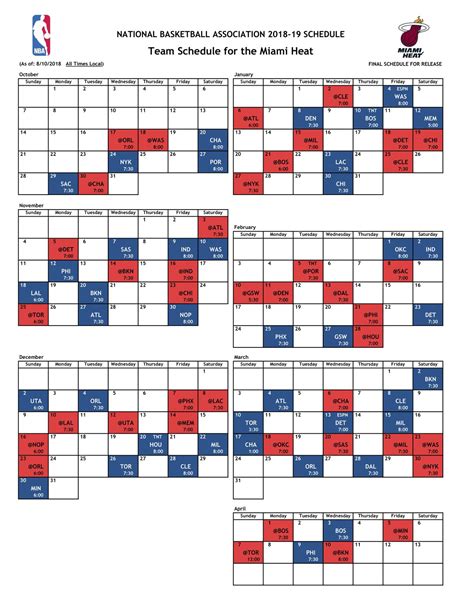 miami heat schedule 2018